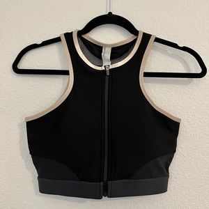 Mondetta - Black Zip-Up Longline Sports Bra
